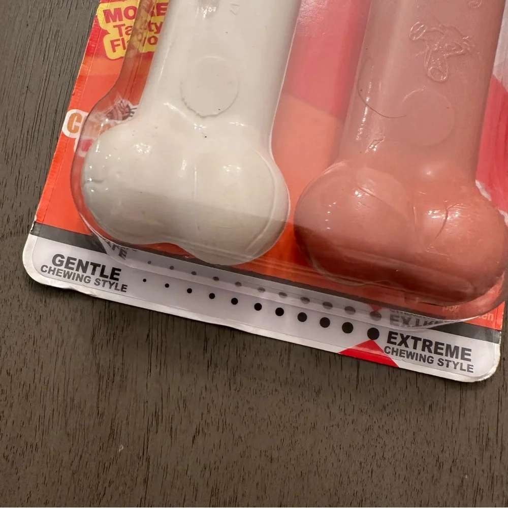 NYLABONE Classic Twin Pack Power Chew Dog Chew Toy Bacon & Chicken Flavor New